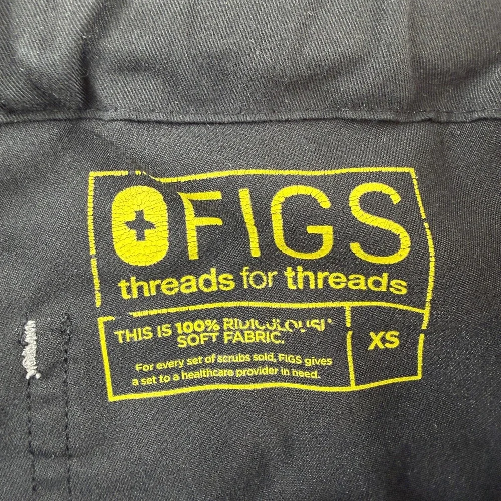 FIGS Scrub Pants Mens XS Black Cargo Elastic Waist Drawstring‎ Pockets Medical